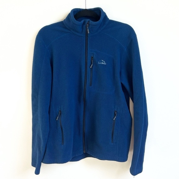 L.L. Bean Men’s Slightly Fitted Fleece Full Zip Jacket Blue Medium Pockets - Picture 1 of 6